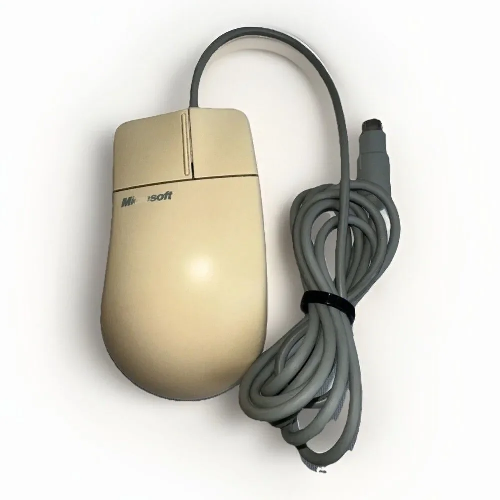 Vintage Microsoft Mouse Port Compatible Mouse 2.0 Serial DB9 Beige